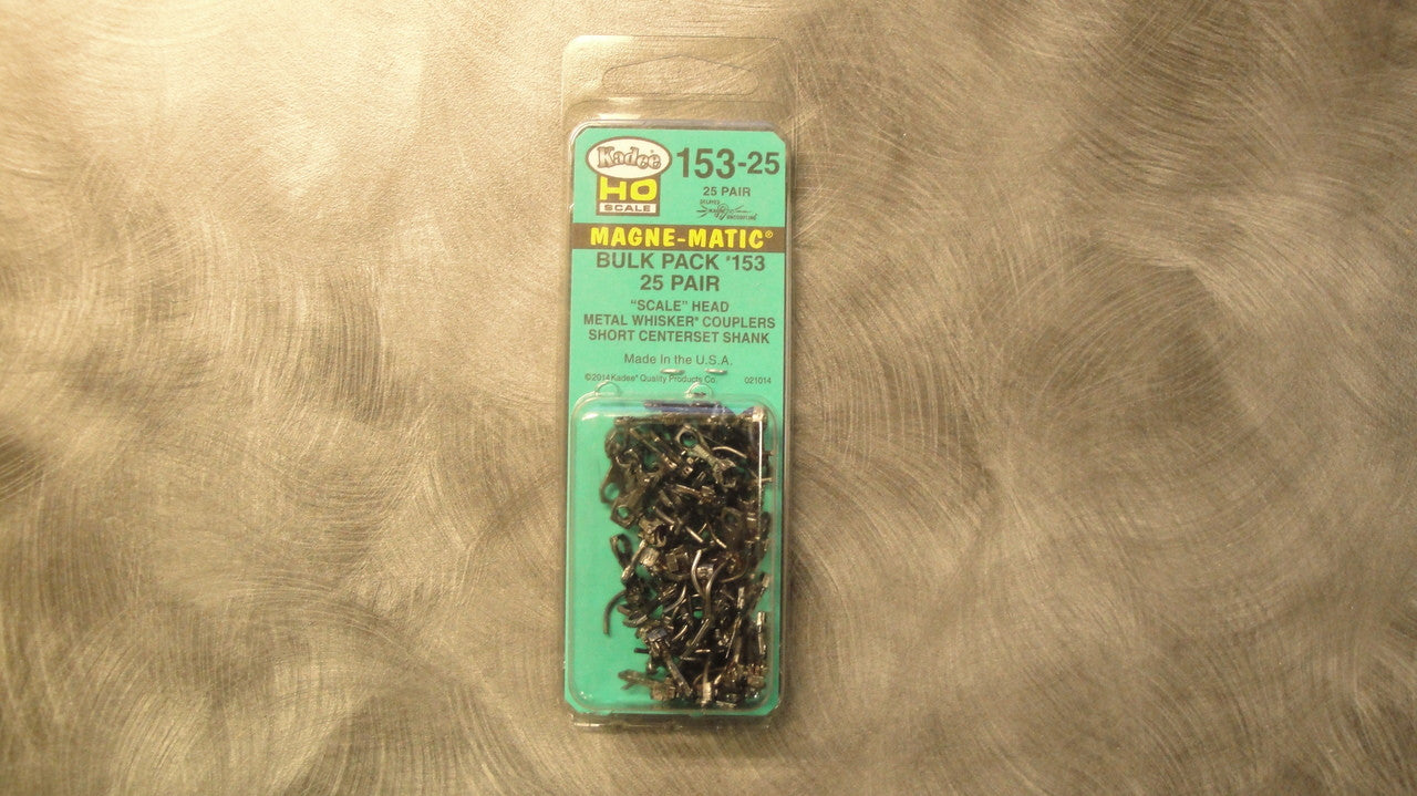 153-25 Kadee / Bulk Pack Scale Head Whisker Couplers Short Centerset 25 pair  (HO Scale) Part # 380-153