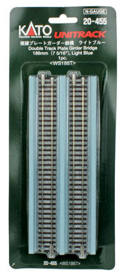 Kato 20-455 186mm (7 5/16") Double Track Plate Girder Bridge, Lt Blue; N Scale, 20455