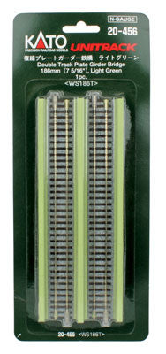 Kato 20-456 186mm (7 5/16") Double Track Plate Girder Bridge, Lt Green; N Scale, 20456