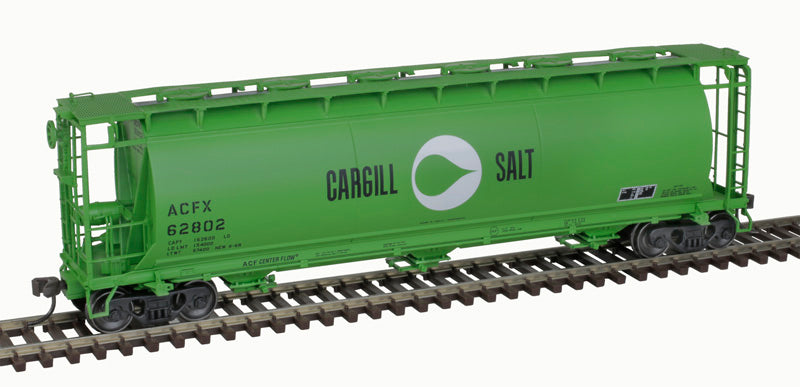 Atlas 20007172 ACF 3-Bay Cylindrical Hopper - Cargill Salt #62810 (green, white) HO Scale