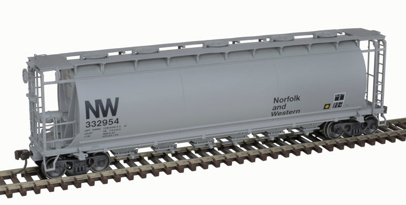 Atlas 20007192 ACF 6-Bay Cylindrical Hopper - N&W Norfolk & Western #332954 (gray, black, NW Logo) HO Scale