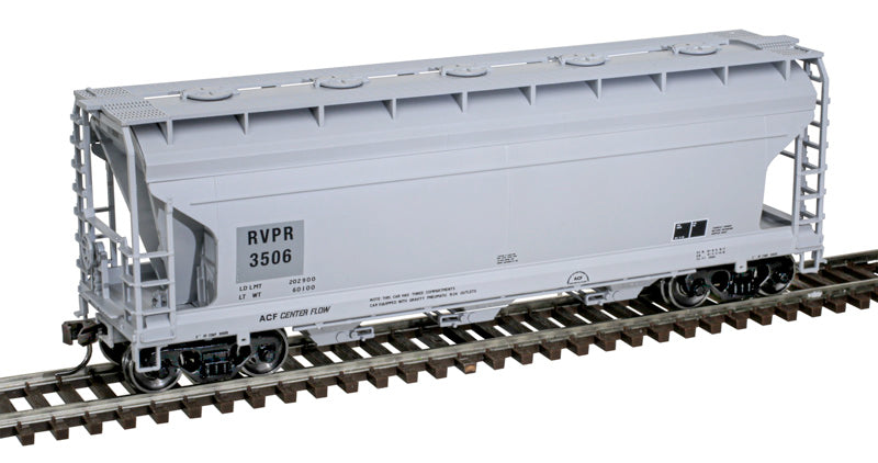 Atlas 20008111 ACF 3560 Center-Flow Covered Hopper - Ready to Run - Riverport Railroad #3506 (gray) HO Scale
