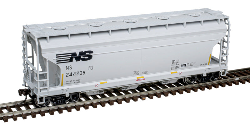 Atlas 20008118 ACF 3560 Center-Flow Covered Hopper - Ready to Run - Norfolk Southern #244208 (Gray/Black) HO Scale