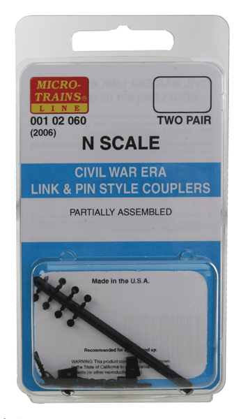 00102060 MICRO TRAINS / 001 02 060 CIVIL WAR ERA LINK & PIN STYLE COUPLERS- (2006)  (SCALE=N)