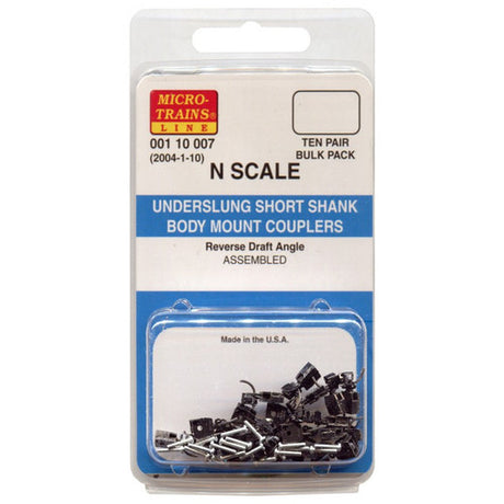 MICRO TRAINS 001 10 007 Assembled Underslung Short Shank Body Mount couplers (2004-1-10)  N Scale