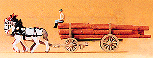 Preiser 79477 Horse Drawn Wagon - Log - N Scale