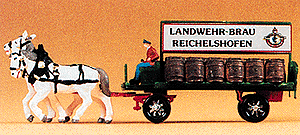 Preiser 79478 Horse Drawn Wagon - Beer - N Scale