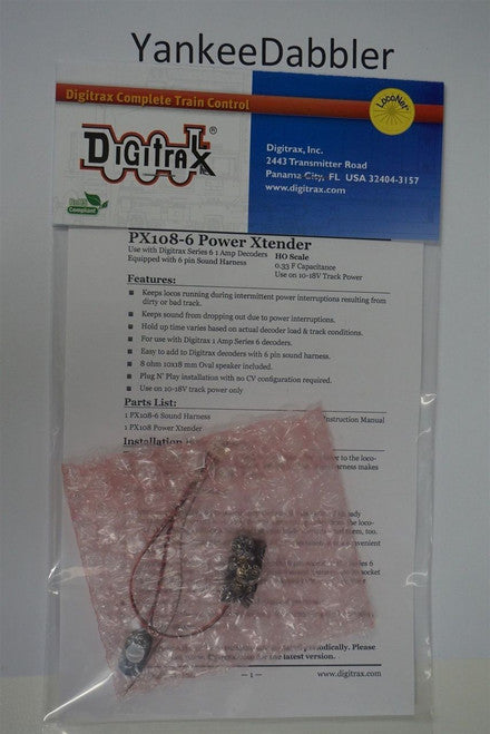 PX108-6 Digitrax / Power Xtender 6 Pin Sound  (Scale = ALL)  Part # 245-PX1086
