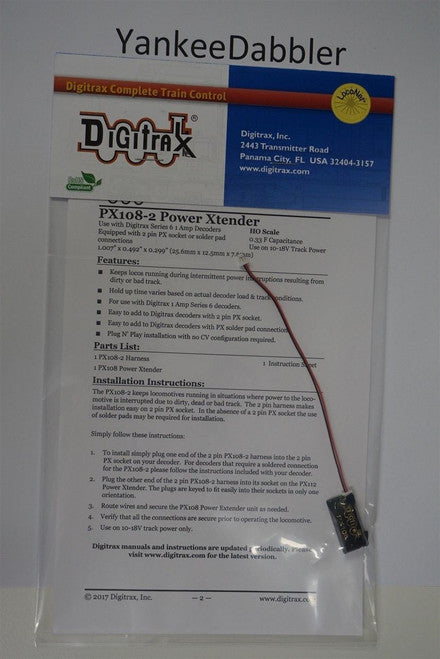 PX108-2 Digitrax / Power Xtender for 2 PinPx  (Scale = ALL)  Part # 245-PX1082