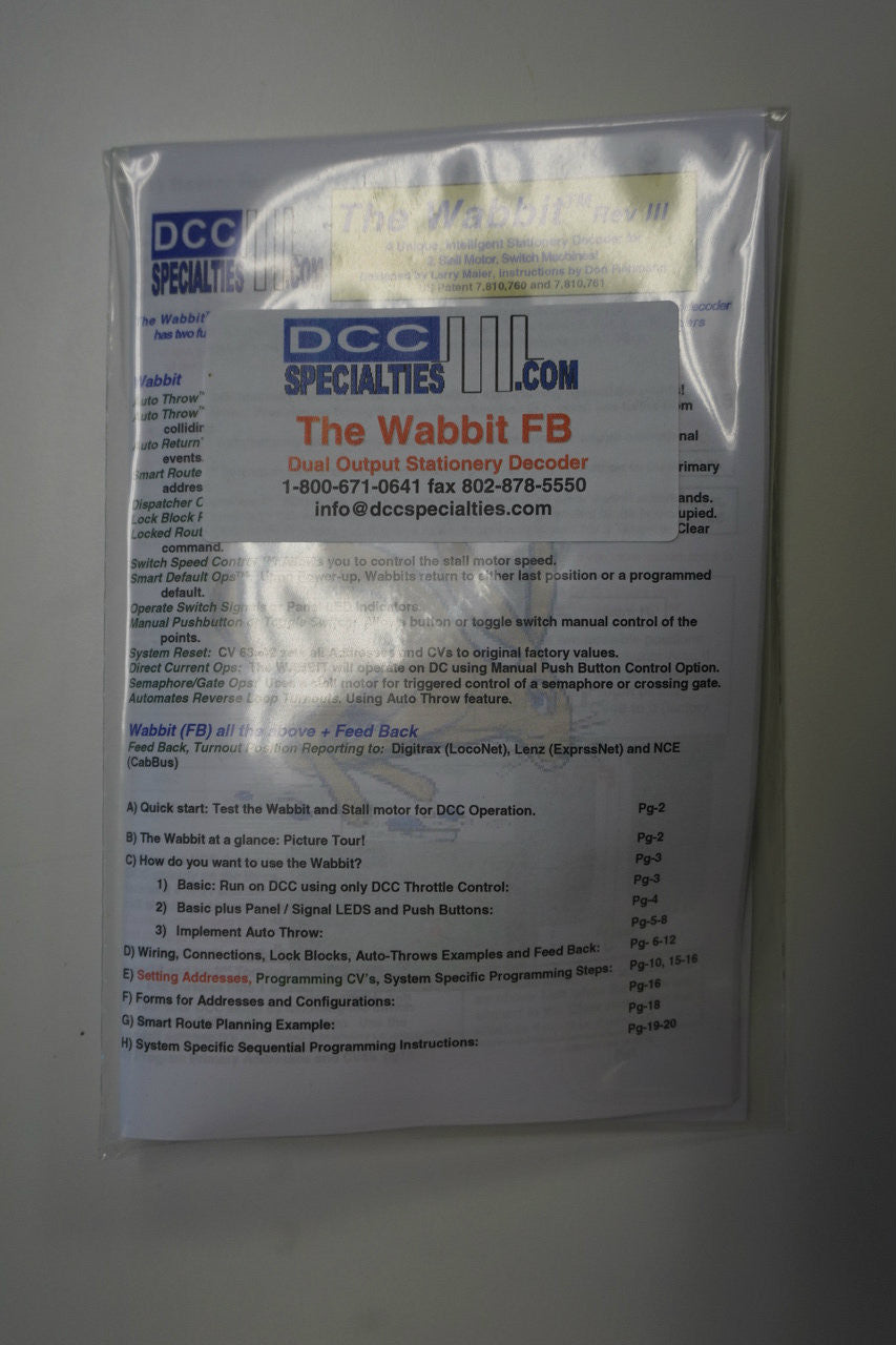 DCC SPECIALTIES 246 WABBITFB - The Wabbit "- Dual Output Stationary Decoder for DCC -- With Feedback" (SCALE=ALL) 246-WABBITFB