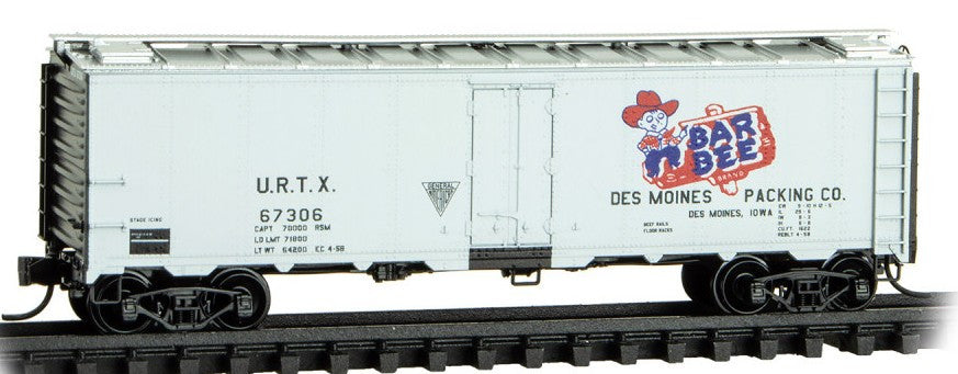 Micro-Trains 059 00 300 40' Steel Ice Reefer Bar Bee Meat Packing Company URTX #67306 N Scale