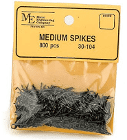 30-104 Micro Engineering Medium Spikes, 3/8" long (800 pkg) (Scale=HO) Part # 255-30104