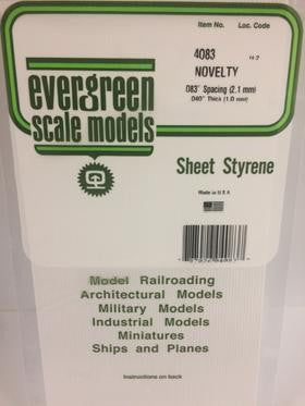 4083 (ALL Scales) Evergreen Styrene Siding - Novelty (6 x 12 x .040" Sheet) part#269-4083