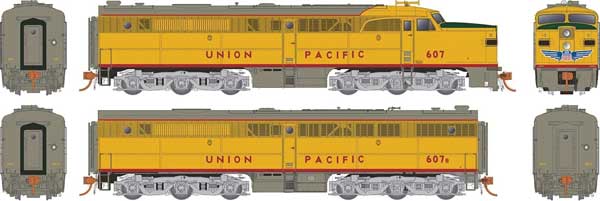 Rapido 23566 ALCO PA1 - PB1 set UP - Union Pacific #607, 607B (Armour Yellow, gray, red) w/LokSound & DCC HO Scale