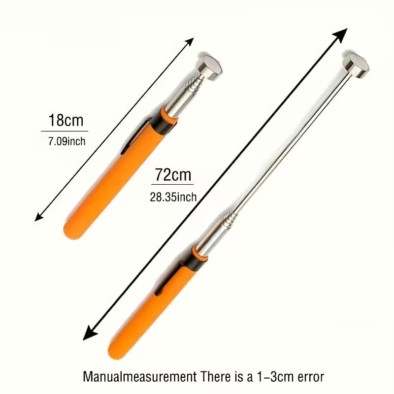 8-Pound Magnetic Pickup Tool with Ergonomic Orange Grip - Extendable Stainless Steel Rod, Portable & Durable Design for Nails, Screws, Small Metal Pieces ALL Scale