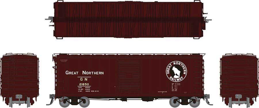 Rapido 155001 40' 12-Panel Boxcar GN Great Northern (Mineral Red, black, white) #21483 HO Scale
