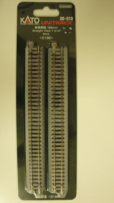 Kato 20-010 Unitrack 186mm (7 5/16") Straight Track [4 pcs]; N Scale, 20010