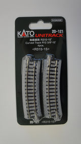 Kato 20-121 Unitrack 315mm (12 3/8") Radius 15º Curve Track [4 pcs]; N Scale, 20121