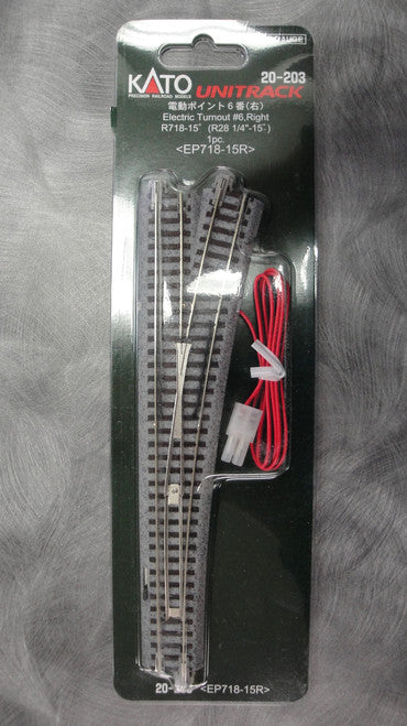 Kato 20-203 Unitrack #6 Right Turnout with 718mm (28 1/4") Radius Curve; N Scale, 20203