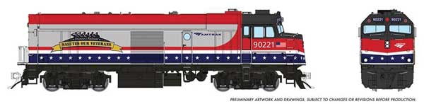 Rapido 81523 NPCU Cabbage Cab Car Amtrak #90221 (Veterans Salute Commemorative, silver, red, blue, white) HO Scale