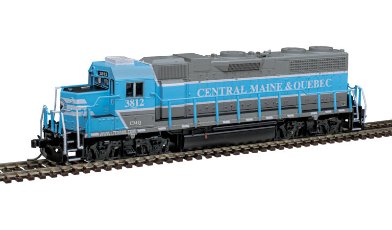 Atlas 40005620 EMD GP38 Central Maine & Quebec CMQ #3812 (gray, blue, Ditch Lights) DCC & Sound N Scale