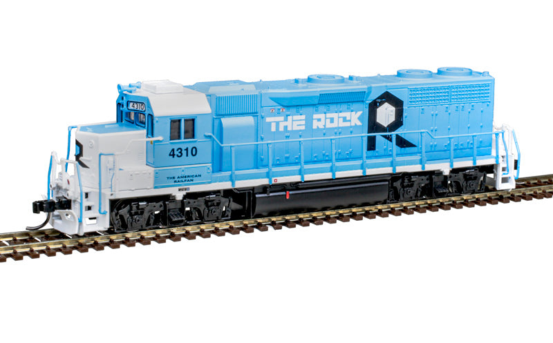 Atlas 40005631 EMD GP38 Rock Island Rail #4310 (2020s, blue, black, white, Ditch Lights) DCC & Sound N Scale