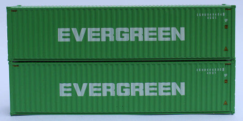 JTC MODEL TRAINS 405134 EVERGREEN (EGHU scheme)– 40' HIGH CUBE containers with Magnetic system, Corrugated-side N Scale