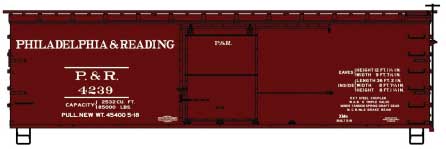 Accurail 1315 36' Double-Sheathed Wood Boxcar - Kit Philadelphia & Reading #4239 (Boxcar Red) HO Scale