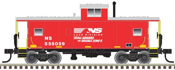 Atlas Master 20006234 Standard Cupola Caboose - NS Norfolk Southern 555059 (red, white, All Aboard for Double Zeros Slogan) HO Scale