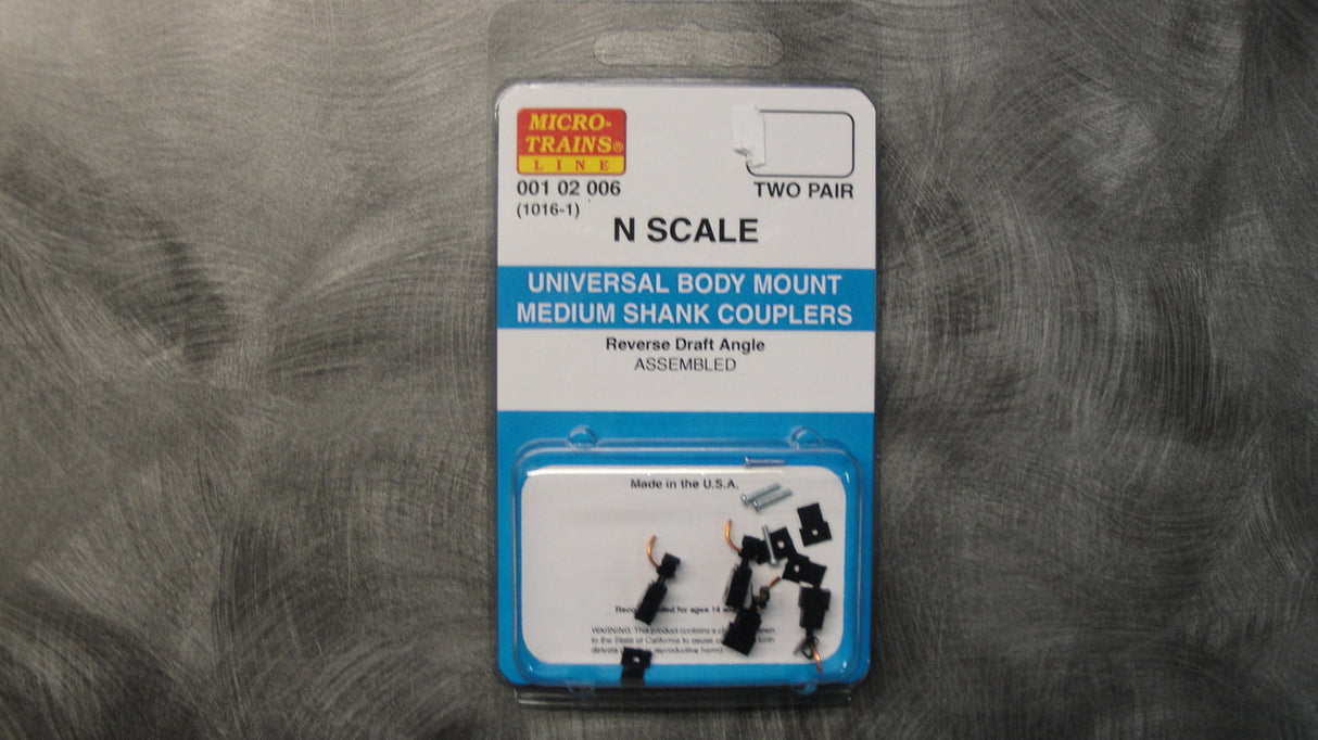 00102006 MICRO TRAINS / 001 02 006 UNIVERSAL BODY MOUNT MED SHANK COUPLERS- (1016-1)  (SCALE=N)