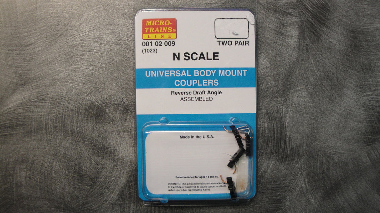 00102009 MICRO TRAINS / 001 02 009 UNIVERSAL BODY MOUNT COUPLERS (1025-1) formally 1023 N Scale