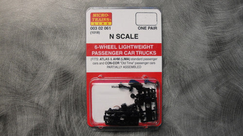 00302061 MICRO TRAINS / 003 02 061 6-WHEEL PASSENGER CAR W/ ADJ COUPLERS TRUCKS - (1018)  (SCALE=N)