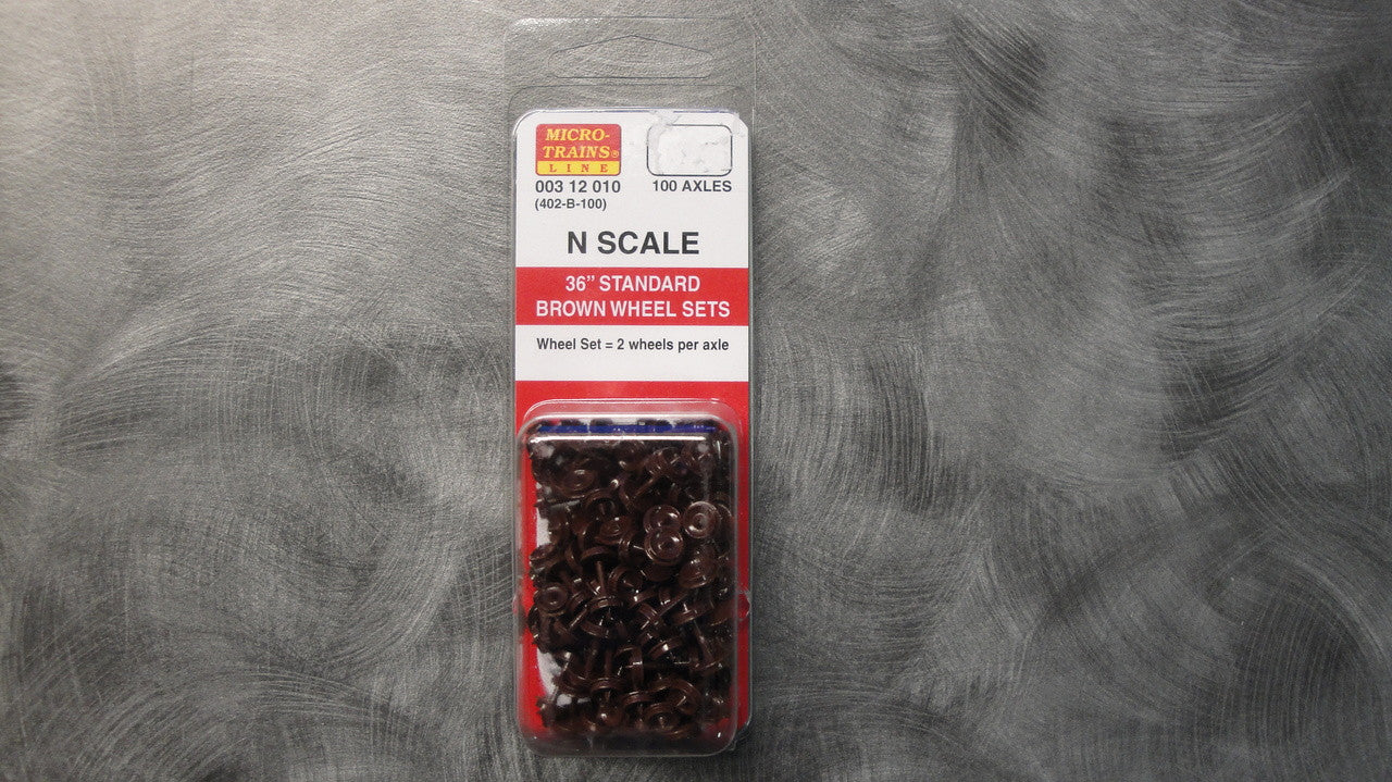 00312010 MICRO TRAINS / 003 12 010 36" STANDARD BROWN WHEEL SETS (402-B-100)  (SCALE=N)