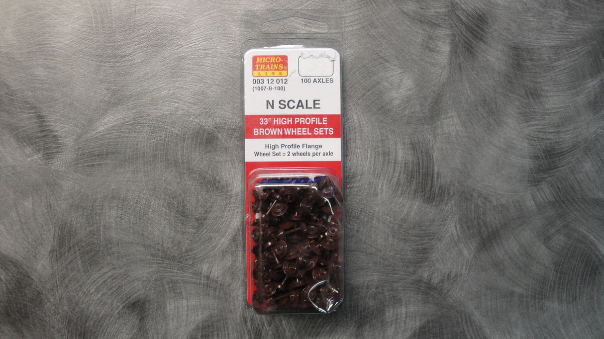 00312012 MICRO TRAINS / 003 12 012 33" HIGH PROFILE BROWN WHEEL SETS (1007-B-100)  (SCALE=N)