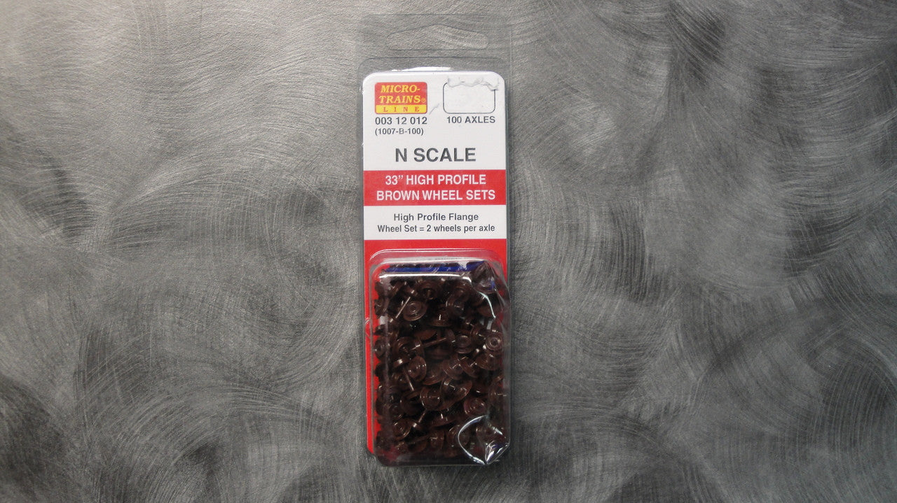00312012 MICRO TRAINS / 003 12 012 33" HIGH PROFILE BROWN WHEEL SETS (1007-B-100)  (SCALE=N)