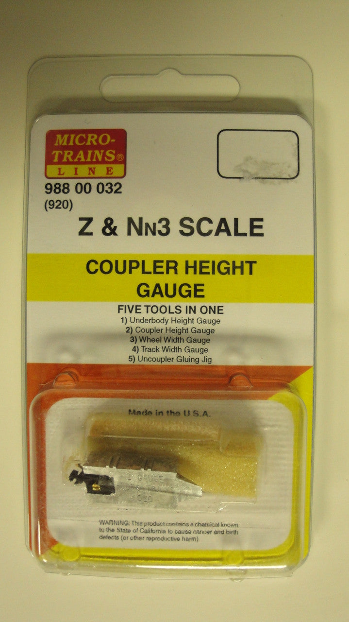 98800032 MICRO TRAINS / 988 00 032 Z & Nn3 SCALE COUPLER HEIGHT GAUGE Z SCALE