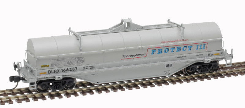 Atlas 50004877 42' Coil Steel Car GE Railcar DLRX 166281 (gray, blue, red) N Scale