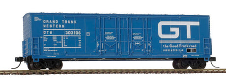 Atlas 50005201 Evans 53' Double Plug-Door Boxcar - GTW Grand Trunk Western #302106 (blue, white) N Scale