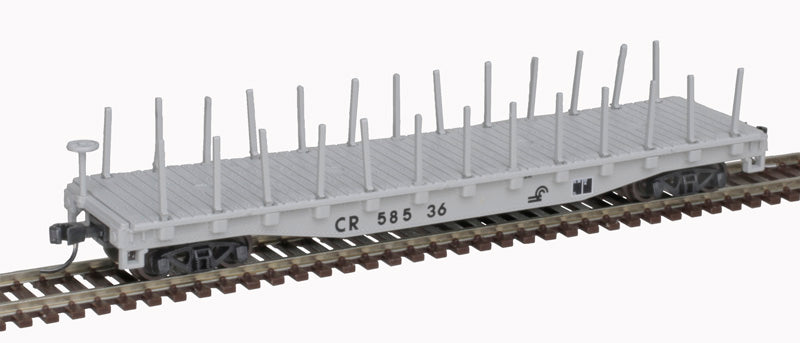 ATLAS Trainman 50005563 Flatcar w/Stakes - Conrail #58558 (gray, black) N Scale