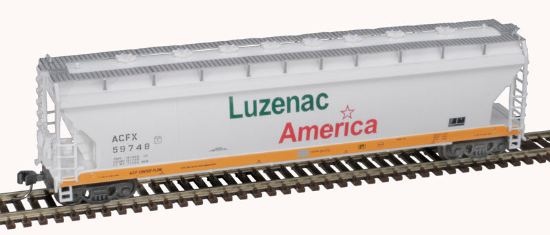 Atlas 50006074 Pressureaide Centerflow Covered Hopper - ACFX Luzenac America #59755 (green, orange, white) N Scale
