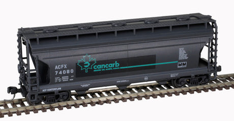 Atlas 50006108 ACF 3560 Center-Flow Covered Hopper - Cancarb ACFX 74072 (Black, Blue) N Scale