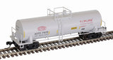 Atlas 50006152 ACFX Dupont #71619 (white, red, black, yellow conspicuity marks, TiPure) ACF 14,000 Gallon Kaolin Tank Car N Scale