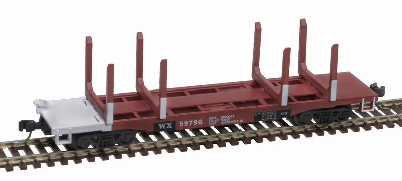 Atlas 50006276 45' Logging Flatcar - Weyerhaeuser #59892 (Boxcar Red, white) N Scale