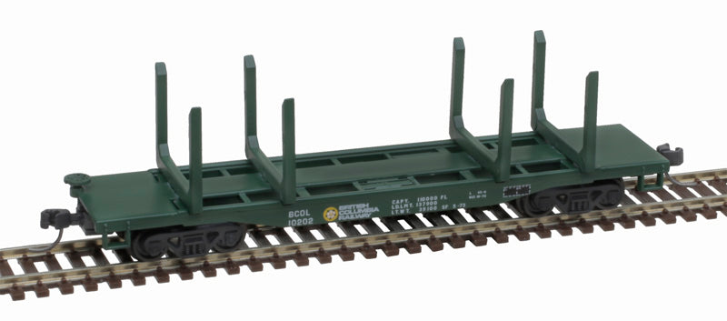 Atlas 50006280 45' Logging Flatcar - British Columbia Railway #10202 (green) N Scale