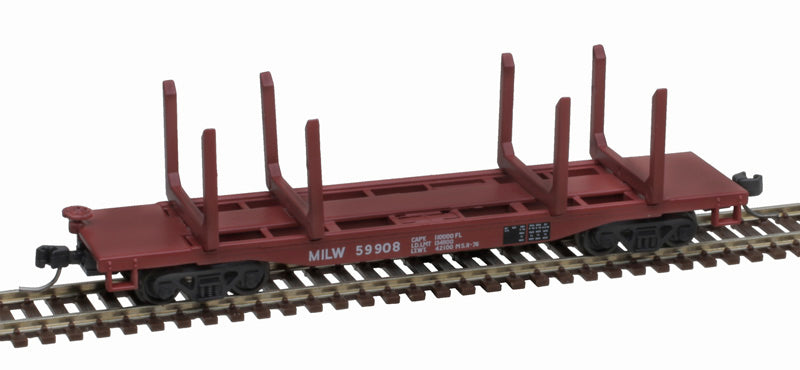 Atlas 50006287 45' Logging Flatcar - Milwaukee Road #58329 (Boxcar Red, white) N Scale