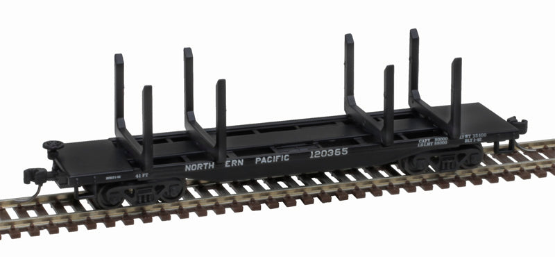 Atlas 50006291 45' Logging Flatcar - Northern Pacific #120373 (black, white) N Scale