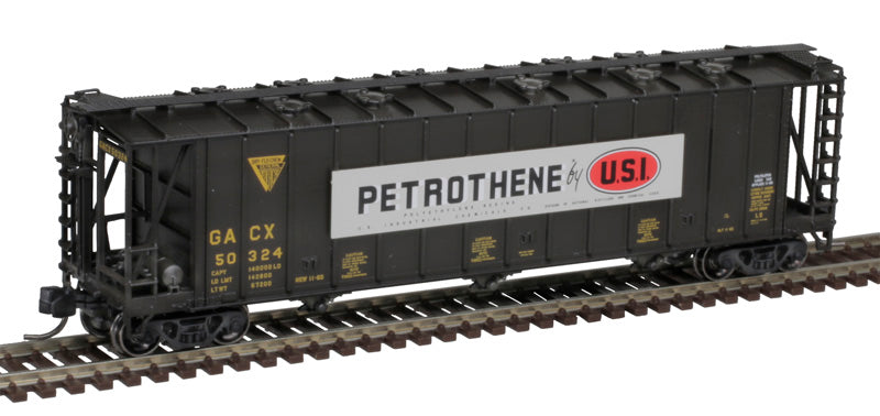 ATLAS 50006332 3500 Dry-Flo 3 bay hopper USI Petrothene GACX #50324 (black, white) N Scale