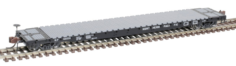 Atlas 50006436 GSI 60' Flatcar - NP Northern Pacific #66004 (black, white) N Scale