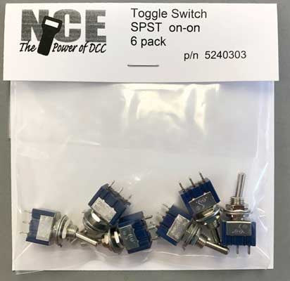 303 NCE / TS6S On/On SPST Toggle Switch 6-Pack NCE Corporation #TS6S  (SCALE=ALL) Part # 524-303