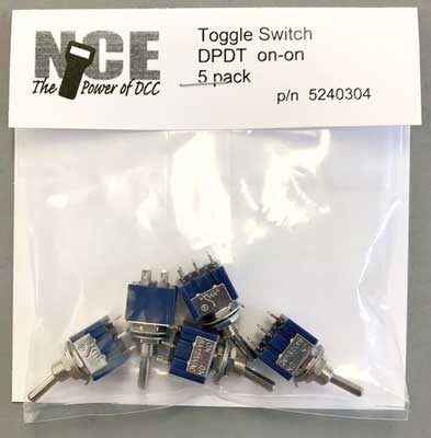 304 NCE / TS5D On/On DPDT Toggle Switch 5-Pack  (SCALE=ALL) Part # 524-304